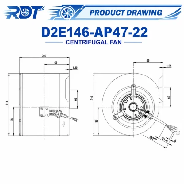 Ventilation Fan, D2E146-AP47-22, 230 V, Corded Electric - view 3