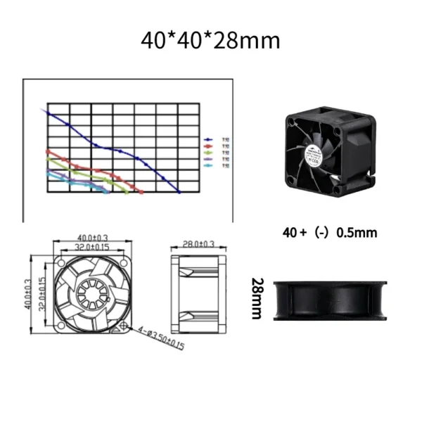 Ventilation Flow Axial Fan, 4028-3, 40*40*28mm, 12V, 24V - view 6