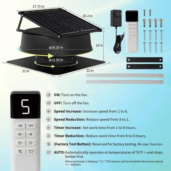 Ventilation Solar Ceiling Extractor, 12'', Roof - view 3