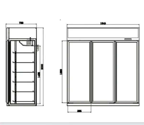 Vertical Display Freezer, 3-Door, LED - view 2