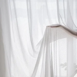 Vertical Striped Sheer Curtain, 110V-230V, 100% Polyester