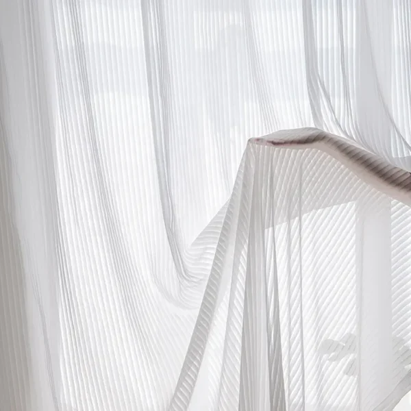 Vertical Striped Sheer Curtain, 110V-230V, 100% Polyester