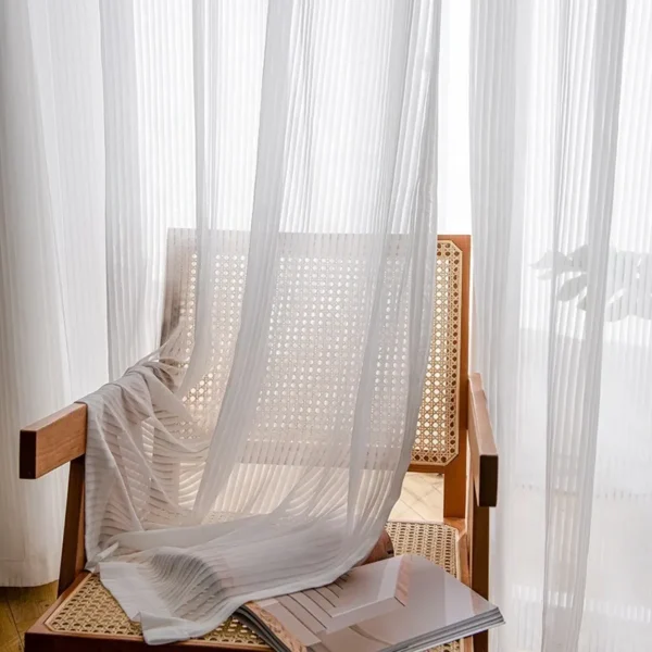 Vertical Striped Sheer Curtain, 110V-230V, 100% Polyester - view 2
