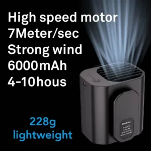 Waist Clip Cooling Fan, Portable, Plastic, 3000mAh