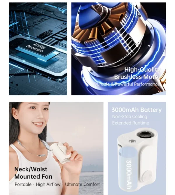 Waist Clip Fan, 3-in-1, LED, USB, 3000mAh - view 5
