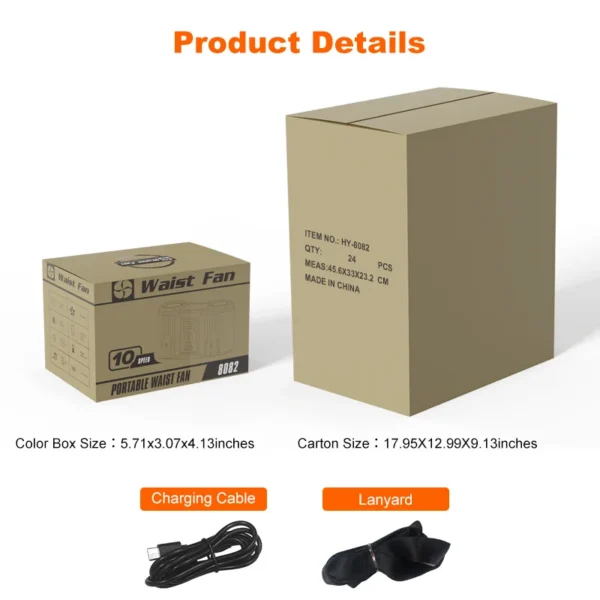 Waist Fan, HY-8082, 16000mah, 10-speed - view 5