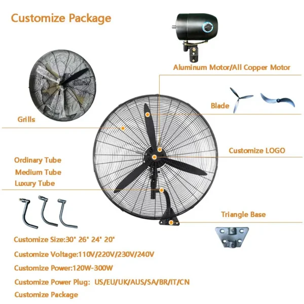 Wall Fan, 120W-300W, 110V, Electric - view 5