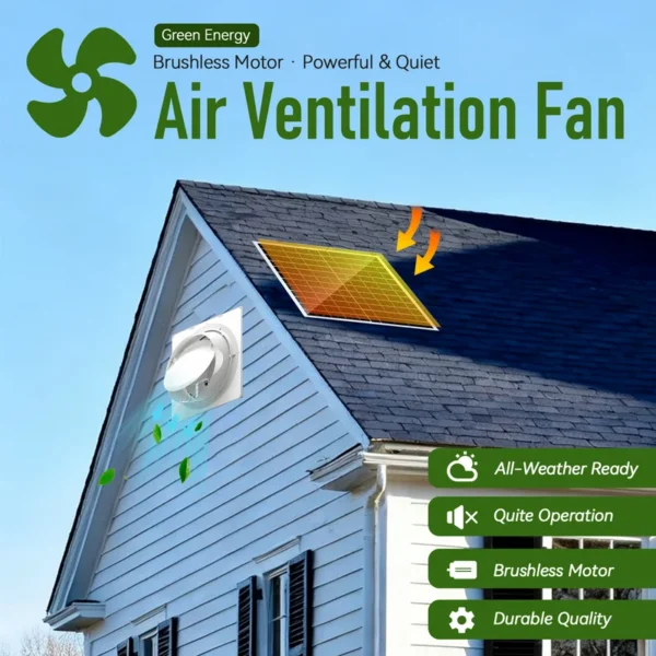 Wall Fan, 25W, Solar, 8-inch, Axial - view 2