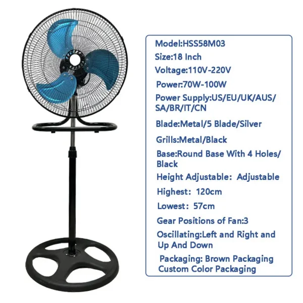 Wall Fan, 3-in-1, 18", 70W-100W - view 2