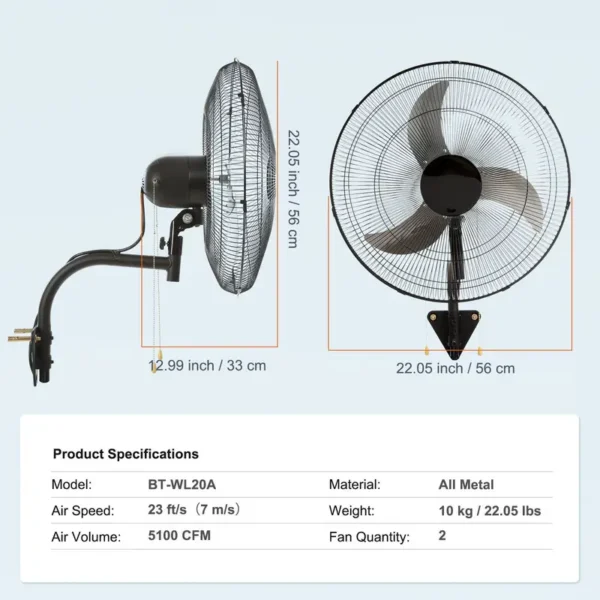 Wall Fan, 3-Speed, 4000, CFM - view 6