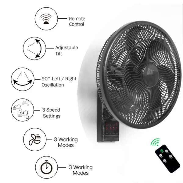 Wall Fan, 90°, Electric, Plastic - view 5