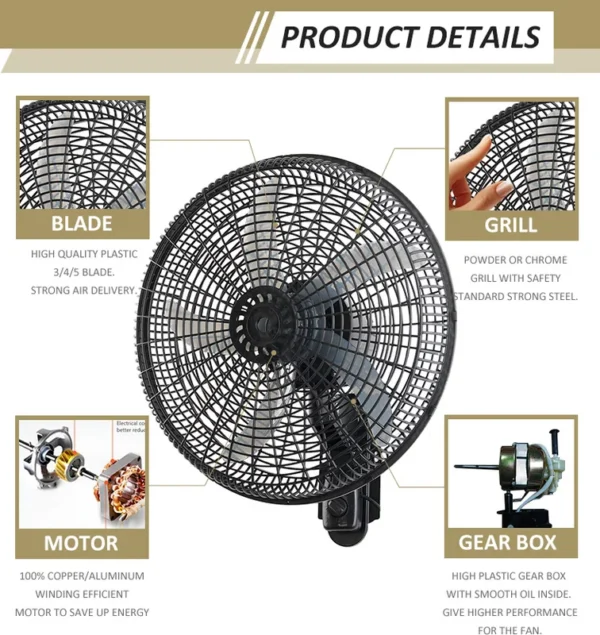 Wall Fan, Plastic, Electric - view 4