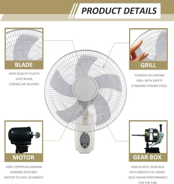 Wall Fan, Portable, Electric, Plastic - view 4