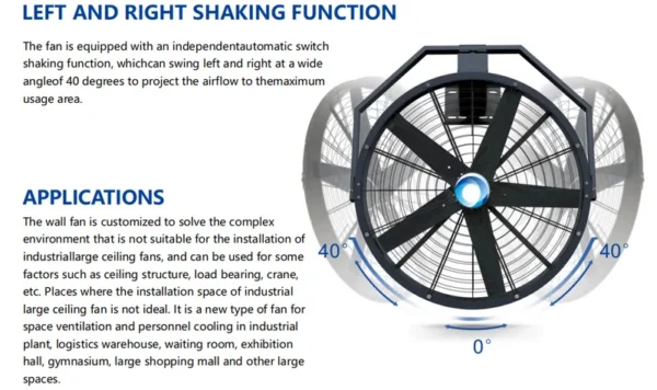 Wall-mount Hvls Oscillating Fan, 0.9/1.2m, 16000, 370 - view 4