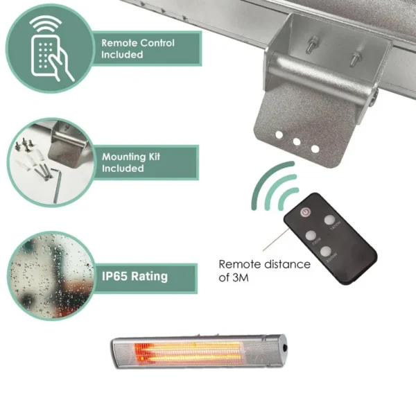 Wall Mount Infrared Heater, 1500W, 220-240V ~50, 2000 W - view 4