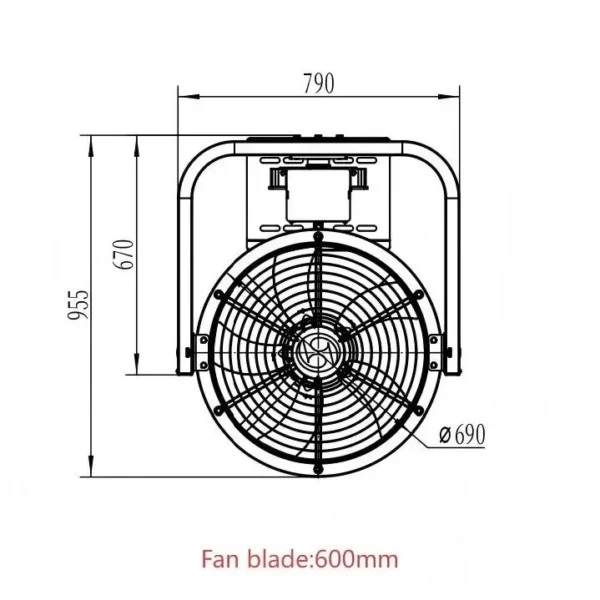 Wall Mount Oscillating Fan, 220V, 60cm, IP55 - view 3