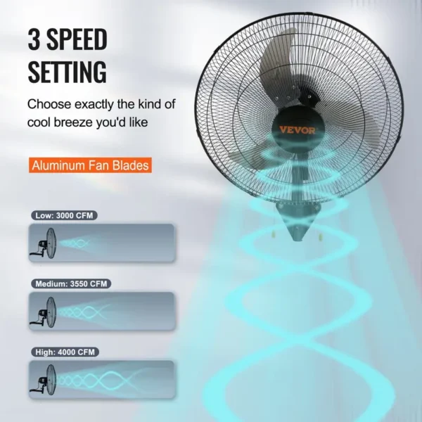 Wall Mounted Fan, 18-Inch, 3-Speed - view 4