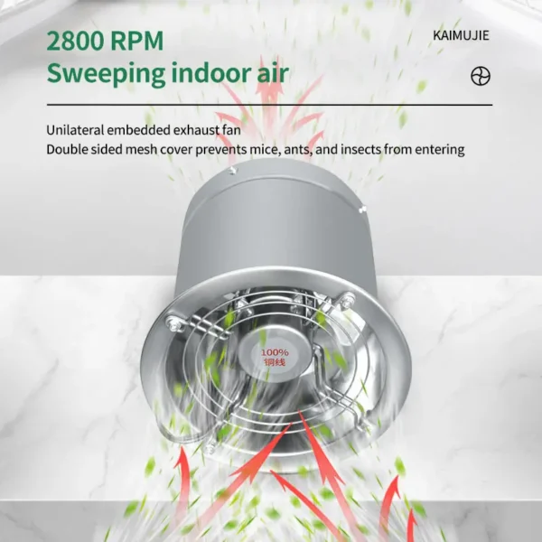 Wall-mounted High-speed Exhaust Fan, 130W, 220V, Stainless - view 3