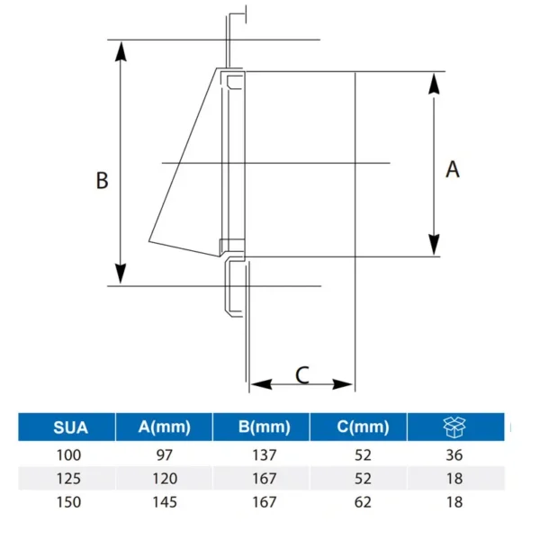 Wall Outlet External Extractor, Stainless, Steel, HVAC - view 2