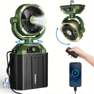 Water Mist Camping Fan, Portable, 20000mAh, Brushless