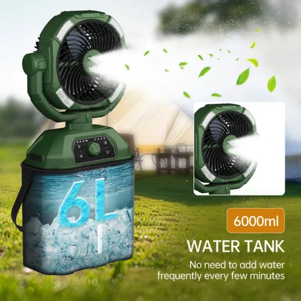 Water Mist Camping Fan, Portable, 20000mAh, Brushless - view 2