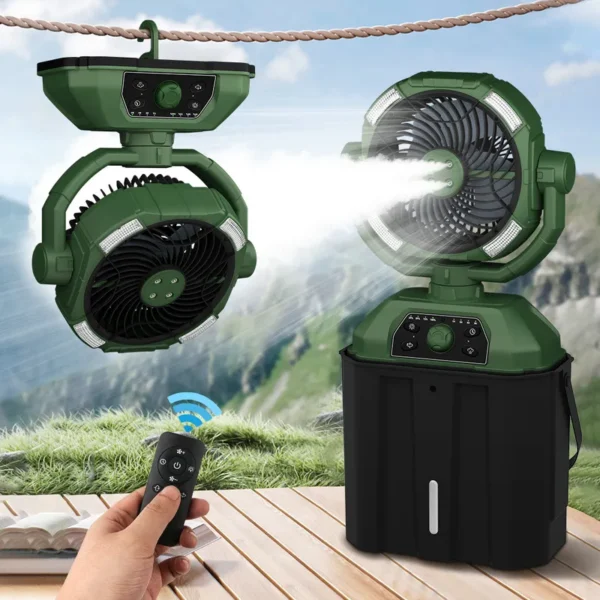 Water Mist Camping Fan, Portable, 20000mAh, Brushless - view 3