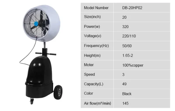 Water Standing Mist Fan, 20-Inch, 49L - view 3