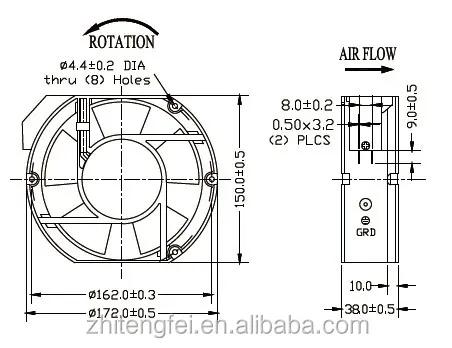 Waterproof Fan, IP55, 172*150*38mm, 220V - view 6