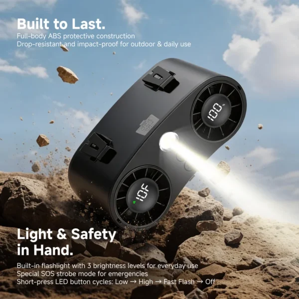 Wearable Outdoor Waist Fan, 10000mah, 10-speed - view 5