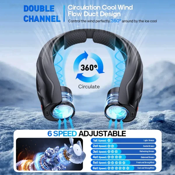 Wearable Rechargeable Neck Fan, 6000mah, Portable - view 4