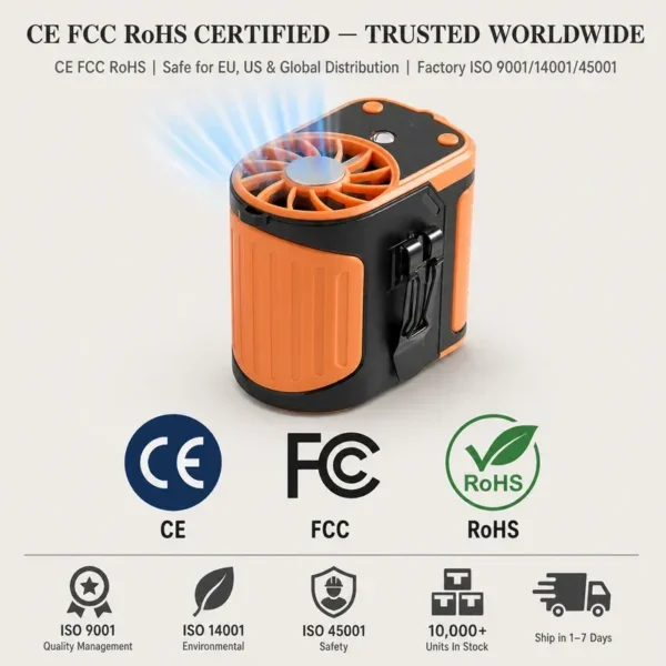 Wind Speed Neck Fan, 20000mAh, 5 V, 5W