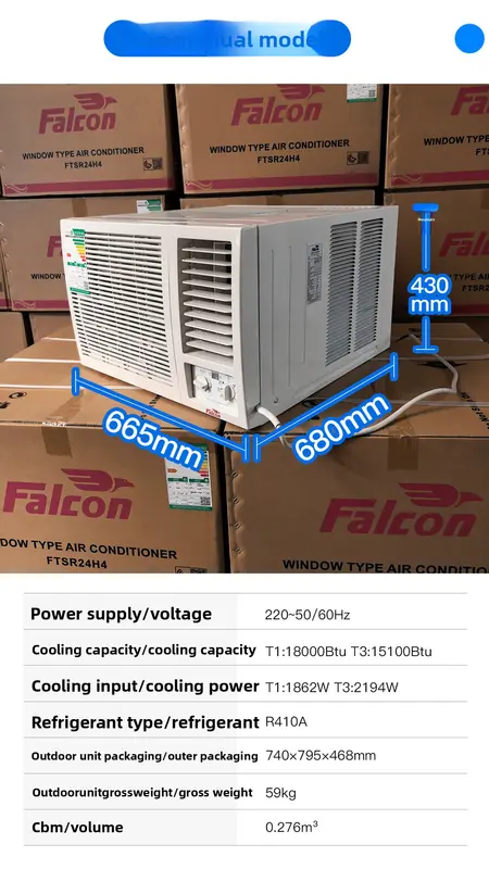 Window Air Conditioner, 220V~50/60Hz, 3HP, R410A - view 6