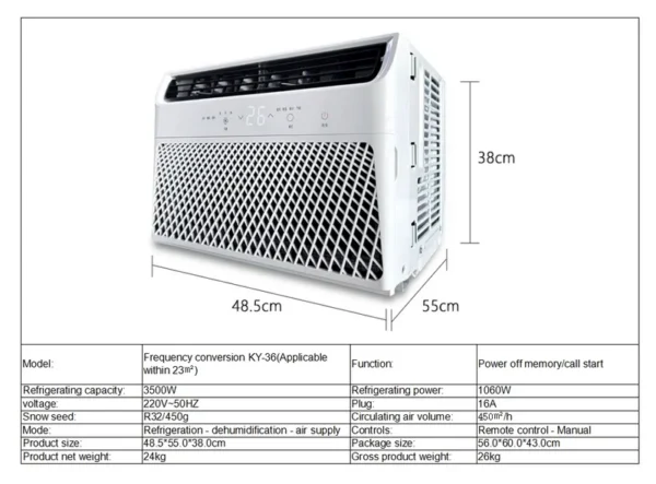 Window Mounted Air Conditioner, 220V, Electric - view 2