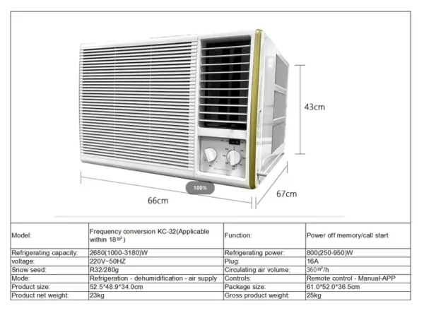 Window Mounted Air Conditioner, 220V, Electric - view 3