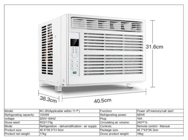 Window Mounted Air Conditioner, 220V, Electric - view 4