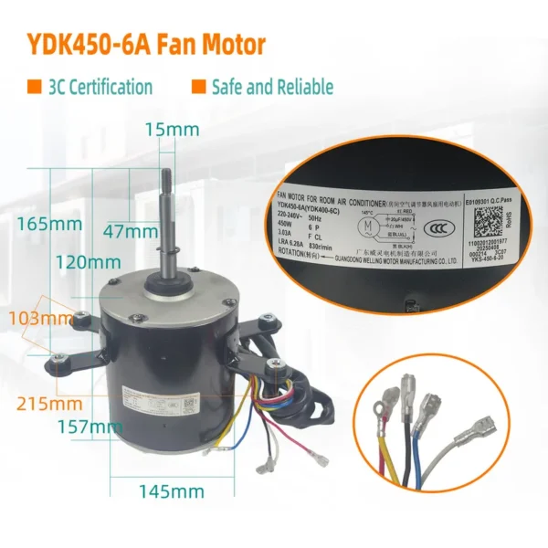 Ydk450-6a Electric Air Conditioner, AC220-240V, 50Hz, 450W - view 3