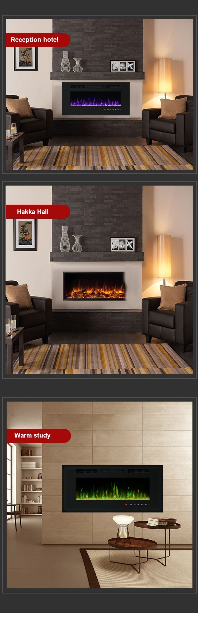 Electric Fireplace, 50", Wall - detail 18