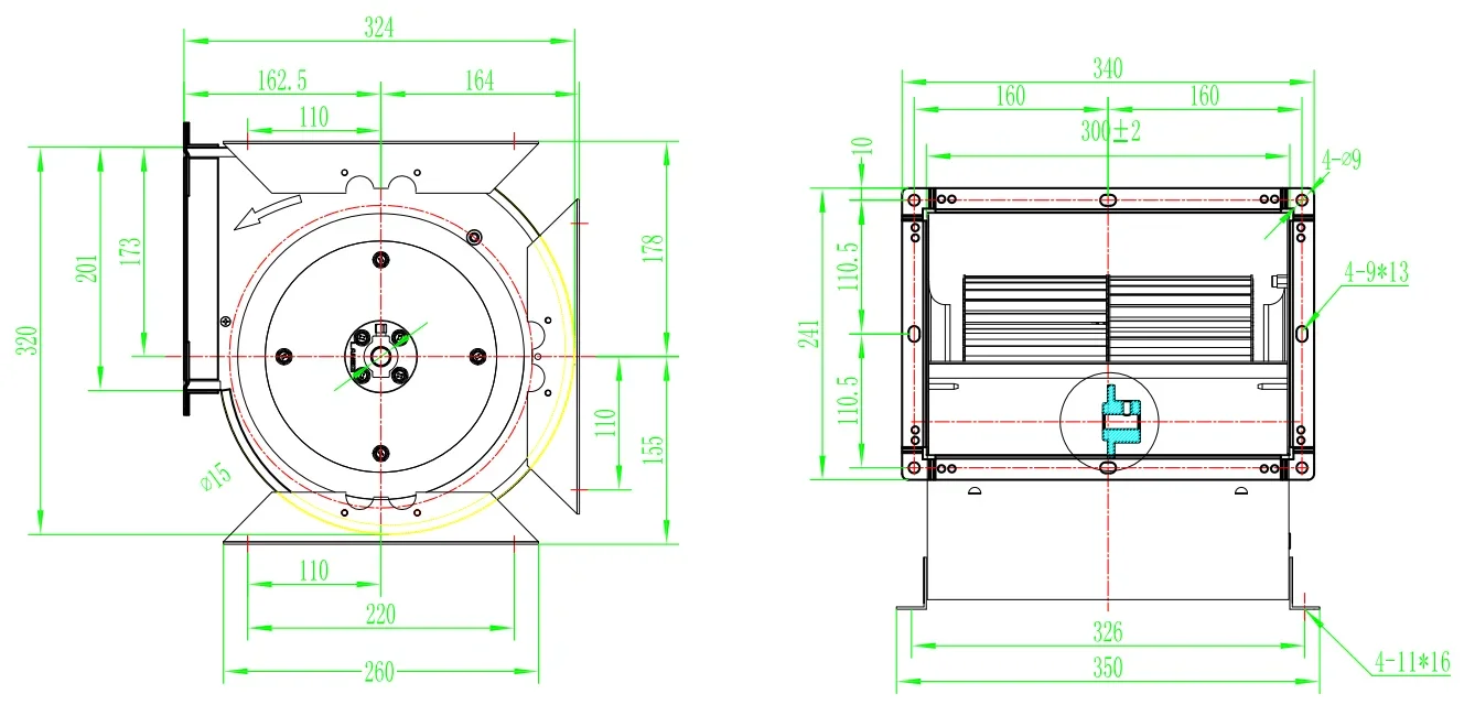 Centrifugal Blower, 350W, 2200, M3h, 150Pa - detail 2
