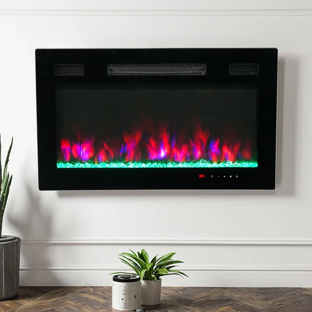 Electric Fireplace, Wall, 1500 W, Glass+Steel - detail 6
