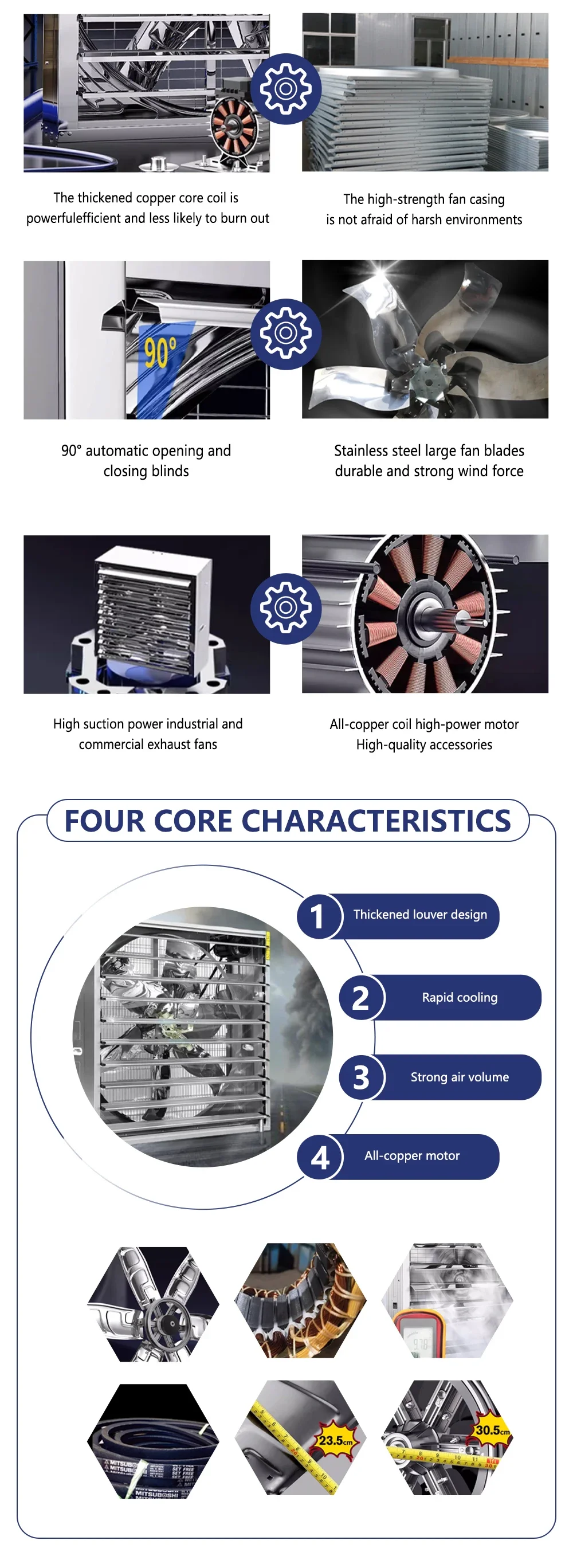 Square Exhaust Fan, Wall, Stainless, Steel, Axial - detail 4
