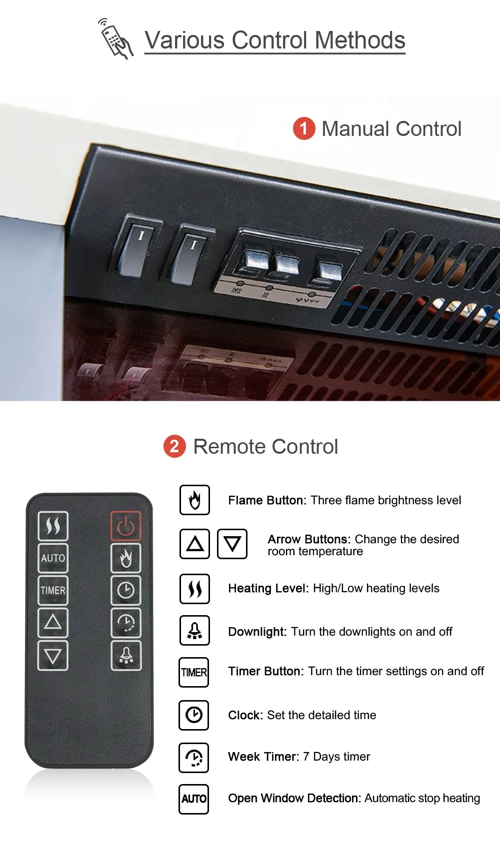 Electric Fireplace, 220V-240V, 1000W - detail 20