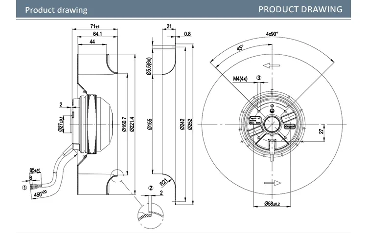 Radial Air Blower, R2E220-AA40-80, 220mm, 230VAC, 2700RPM - detail 6