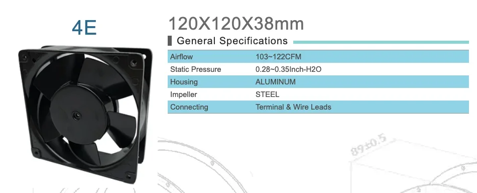 Steel Impeller, 4656N, 120x120x38, Aluminum, 2Ball - detail 6