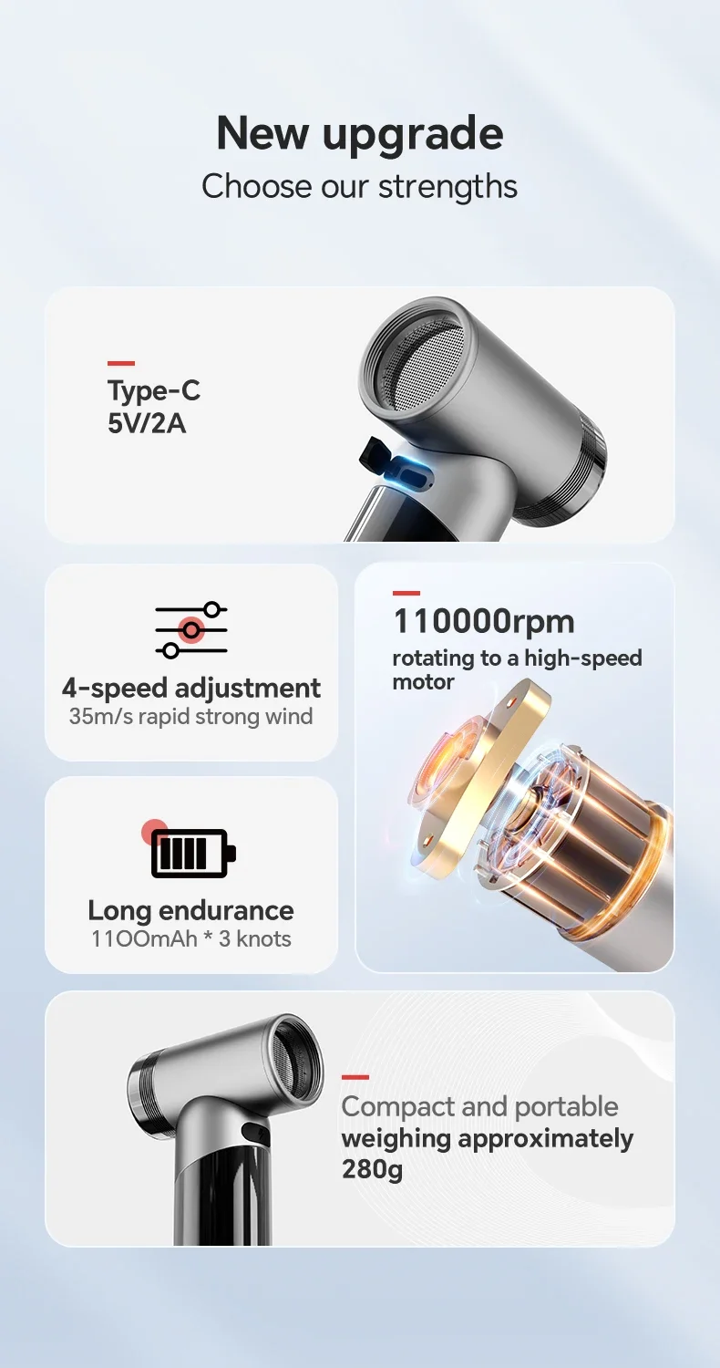 Metal Bladeless Turbo Blower, 1100mAh, Battery - detail 6