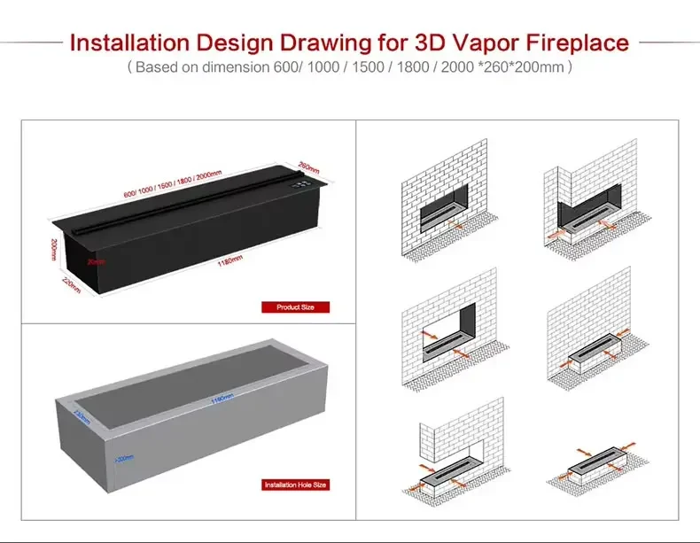 Electric Fireplace, LED, Steel, APP, 3D - detail 4