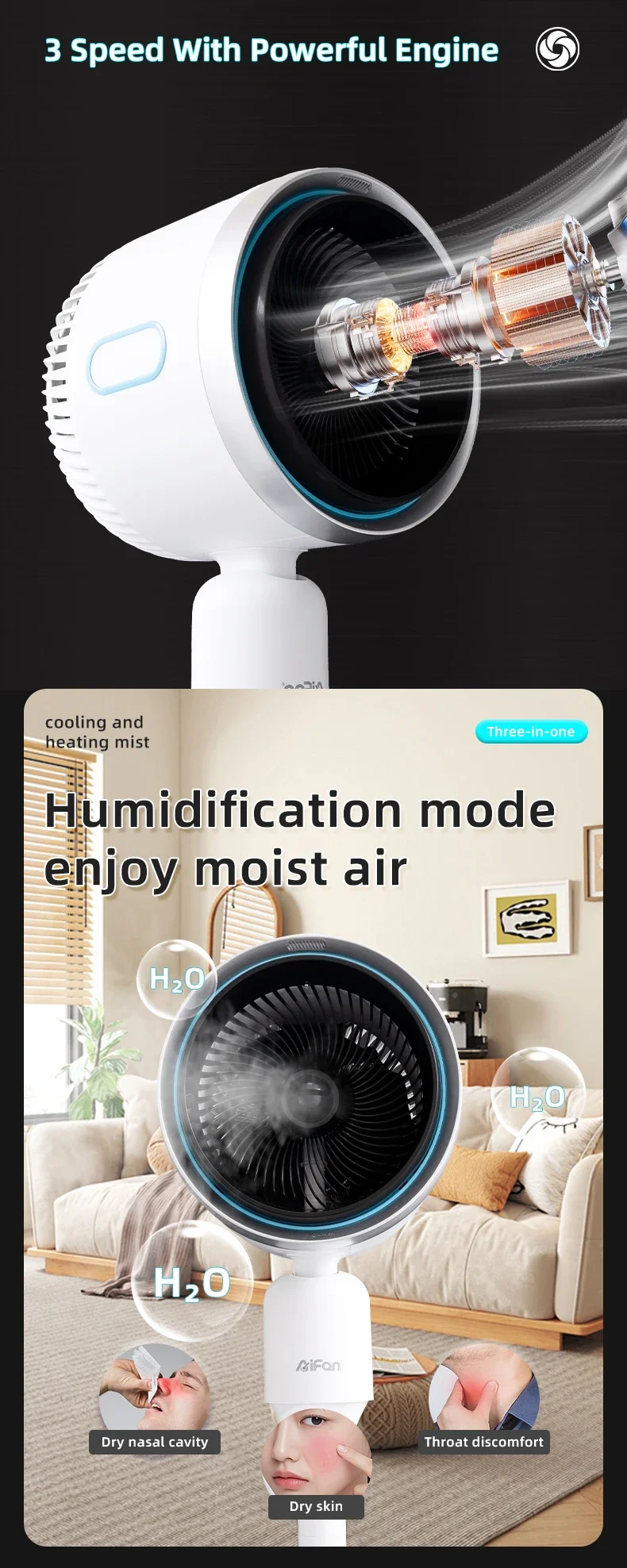 Water Mist Fan, Plastic, LED - detail 6