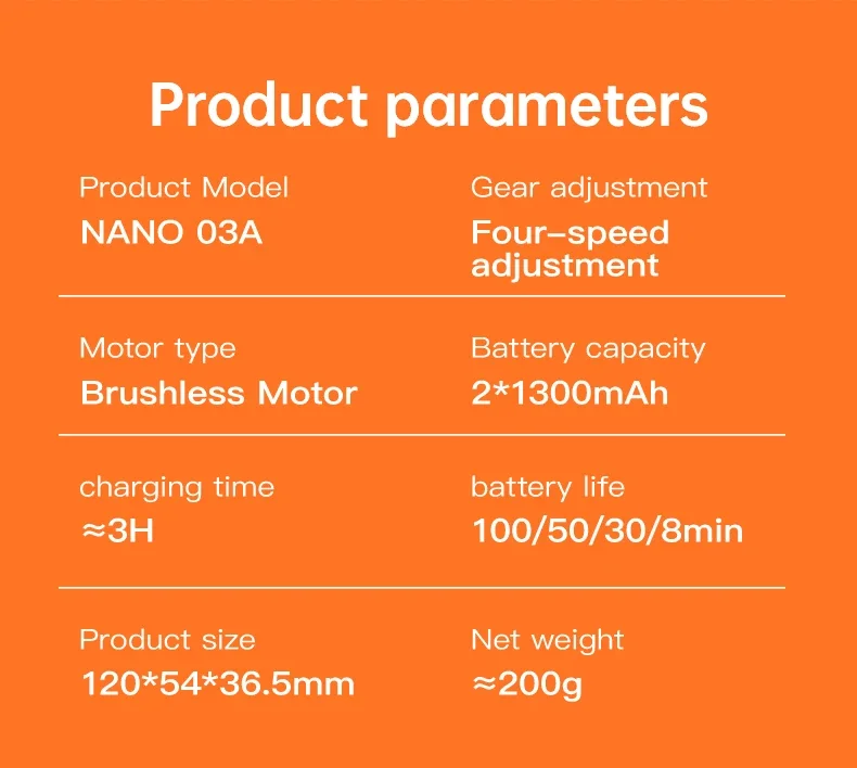 High-speed Brushless Motor, Portable, LED, 1300mAh - detail 40
