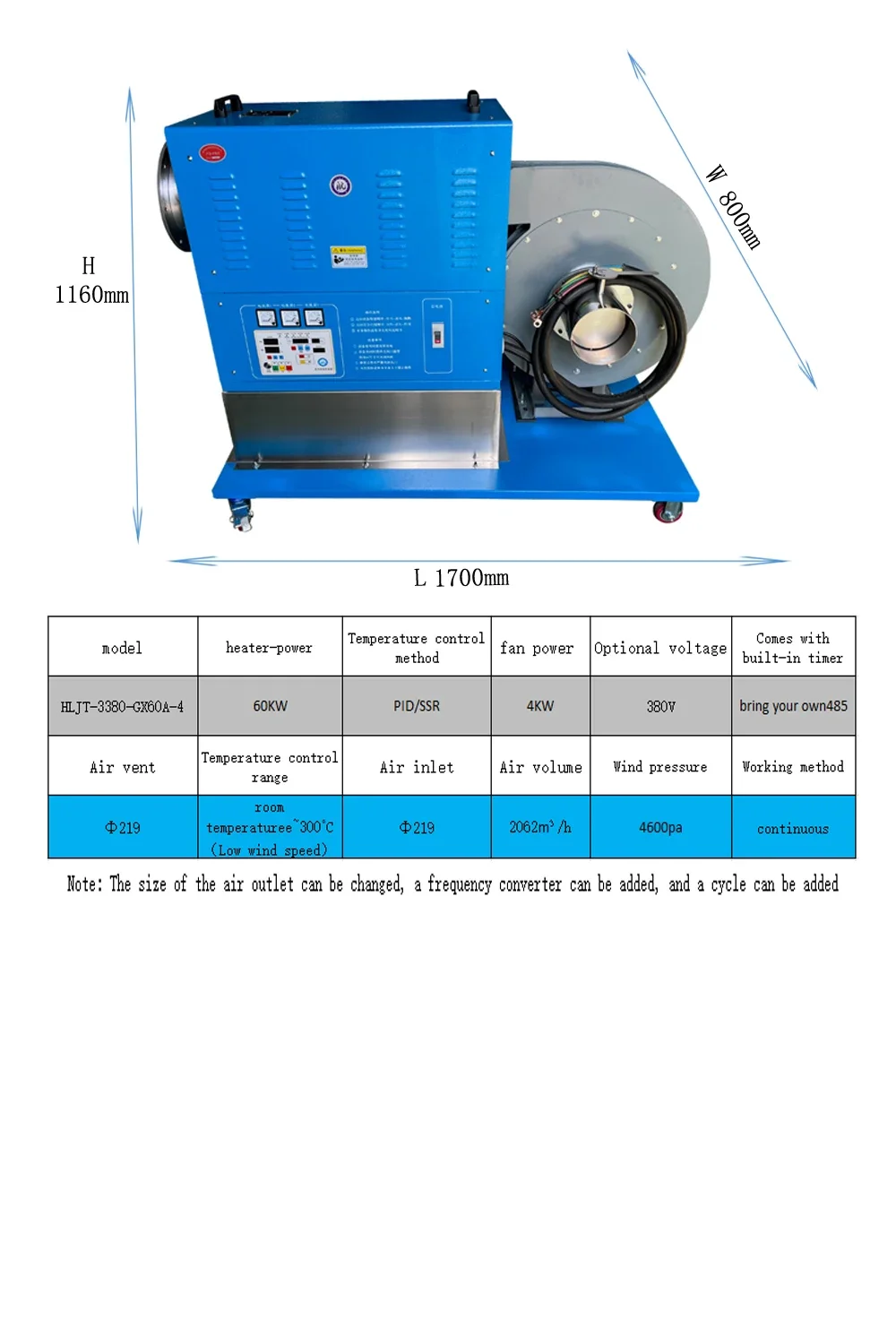 Air Volume Heating Fan, 380V, 60KW, 350C - detail 4