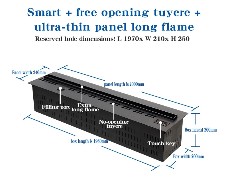 Electric Fireplace, LED, 200W, CR steel - detail 4