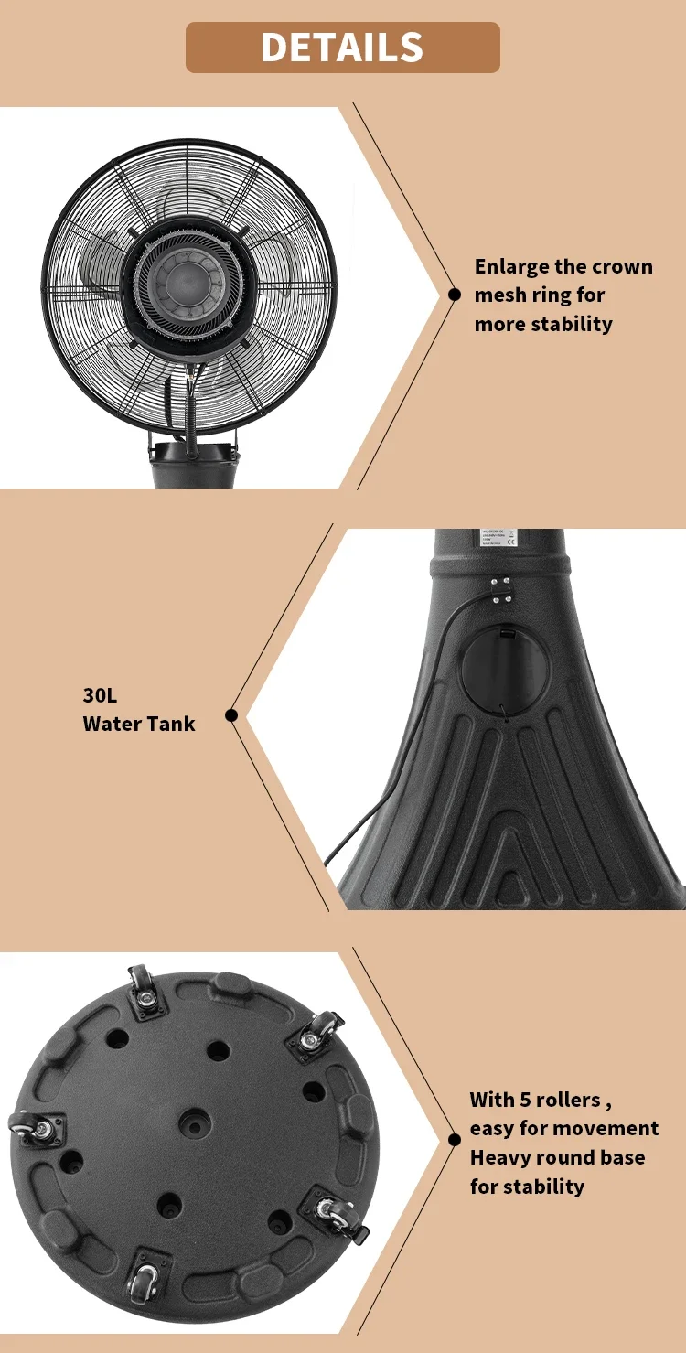 2026 New 26 Inch Electric Mist Fan 100% Pure Copper Motor air Cooler Mist Fan - detail 18